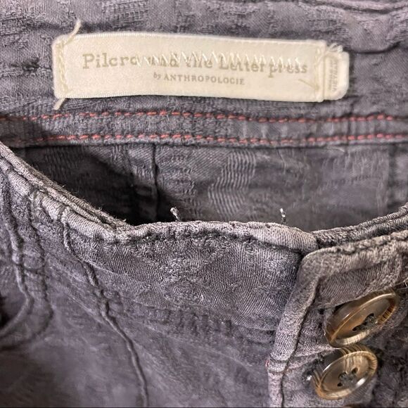 Pilcro & The Letterpress | Anthro Grey/Blue Patterned High Waisted Skinny Pants - Picture 8 of 10